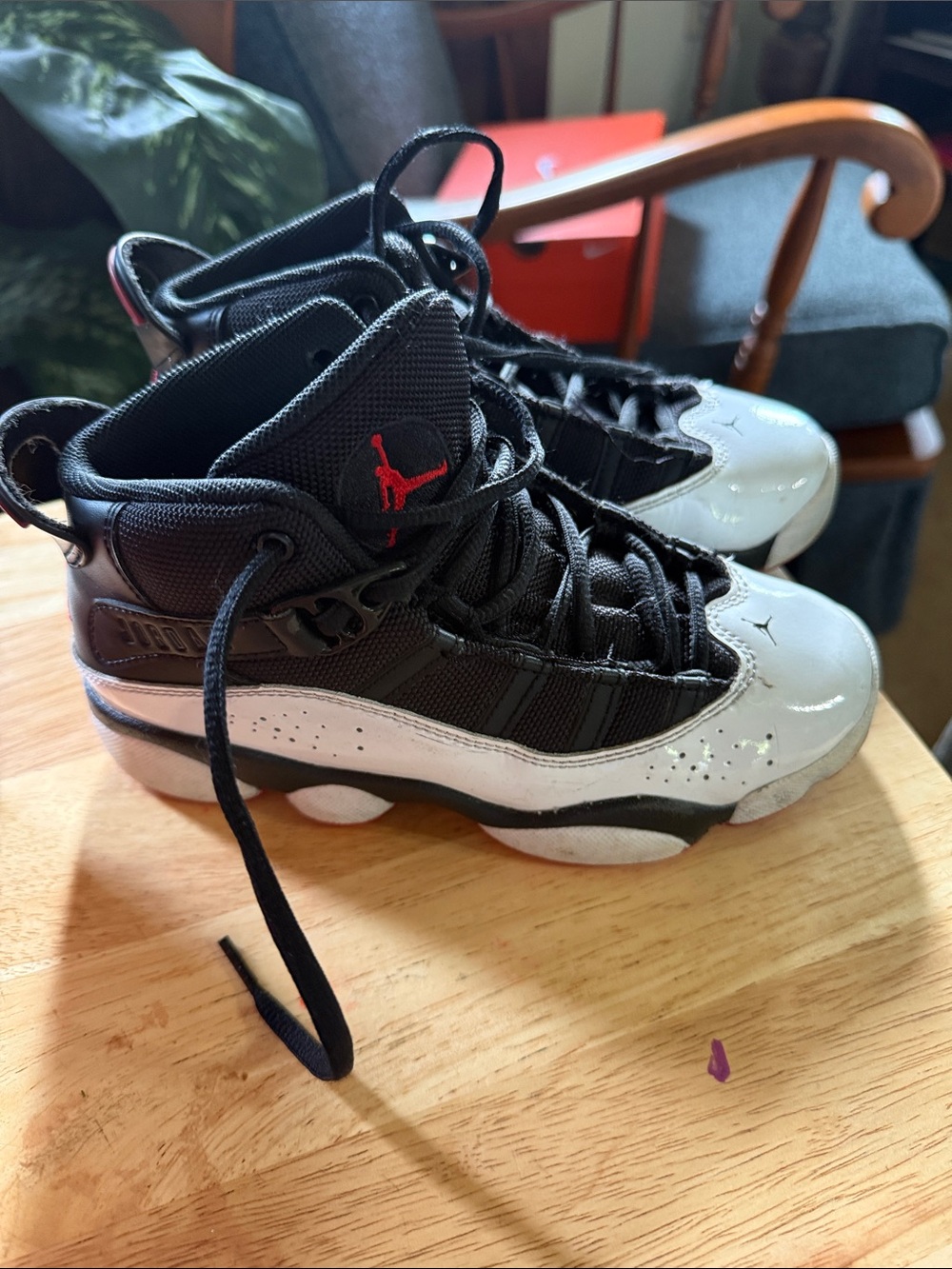 Jordan Kids Black, White & Red High-Top Sneakers